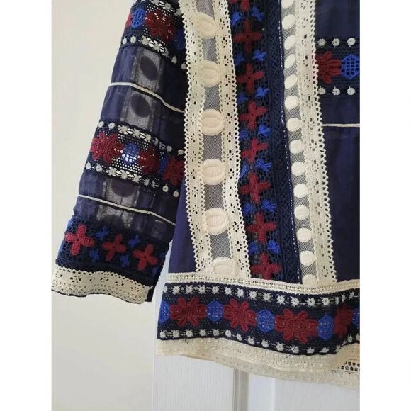 Sea NY Ila lace 3/4 sleeve top | blue multi sz 0 $365 - Picture 4 of 10